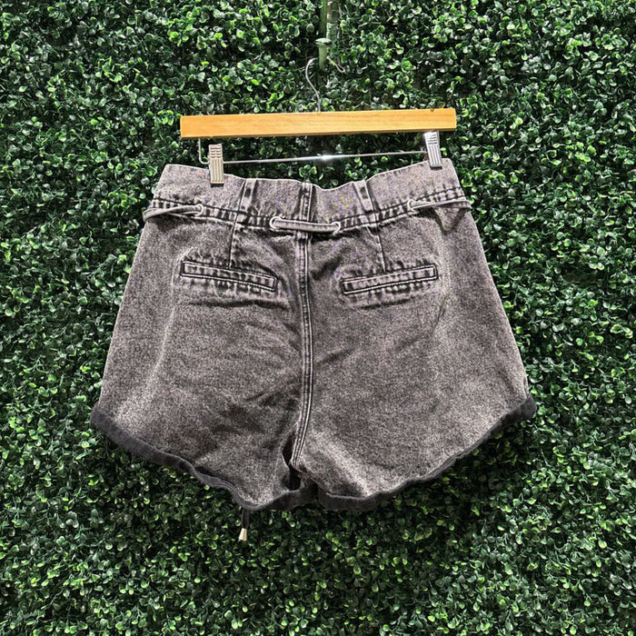 Paperbag Waist Belted Denim Shorts