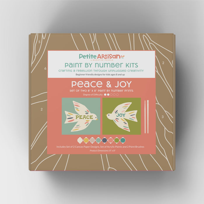 Petite Artisan Peace and Joy Paint by Number Kit for Kids - Boho Fabrics -
