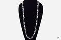 Pretty Long Necklace of Real Baroque White and Dyed Purple-Green Pearls