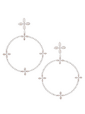 Radiant CZ Beaded Statement Earrings, Silver