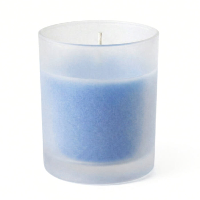 Light Blue unscented candle in frosted glass votive holder