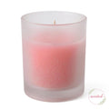 Pink-Gardenia scented candle in frosted glass candle container