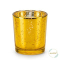 White-Fresh Laundry scented candle in amber gold votive holder