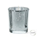 White-Fresh Laundry scented candle in metallic silver mercury votive holder