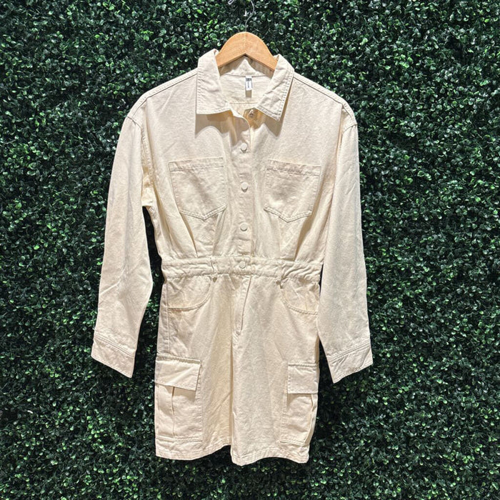 Snap Button Long Sleeve Shirt Dress