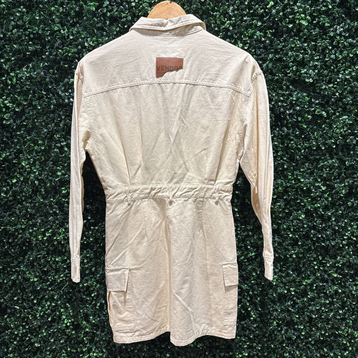 Snap Button Long Sleeve Shirt Dress