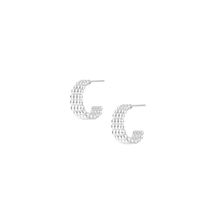 Solaris Beaded Hoop Earrings, Silver