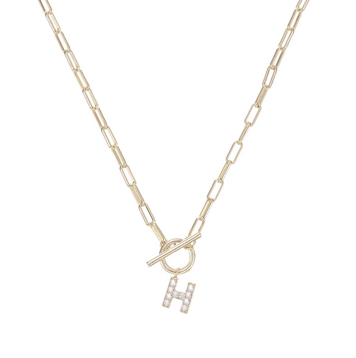 Sparkle Toggle Mini Initial Necklace