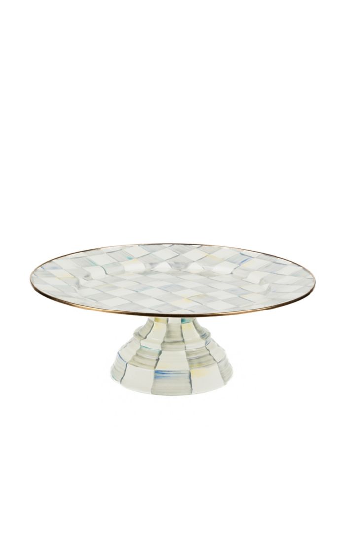 Sterling Check Large Pedestal Platter