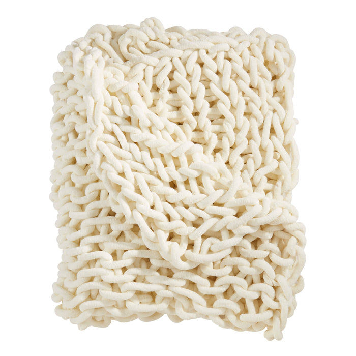 Textured Chunky Knit Cozy Throw: Natural / 50"x60"