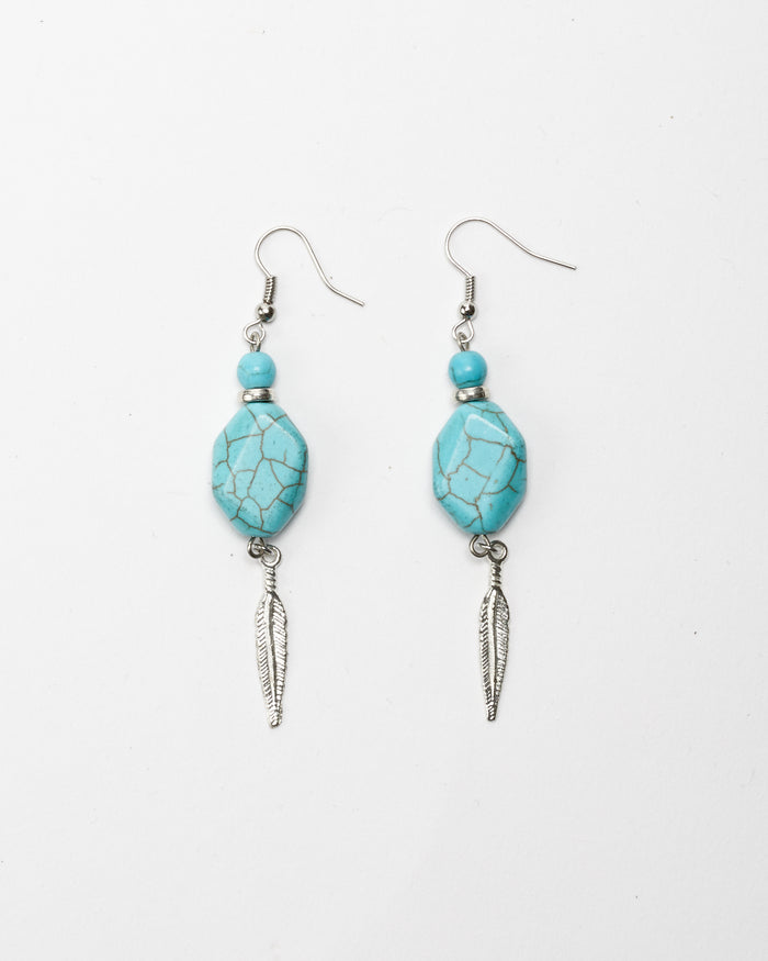 Turquoise & Feather Earrings for Women - Jewelry - WAR Chest Boutique