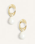 Twisted Oval And Pearl Charm Dangle Earrings