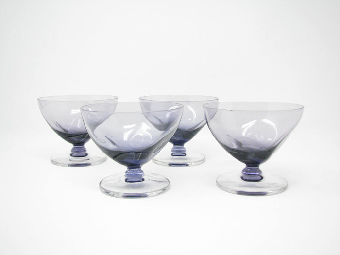 edgebrookhouse - Vintage 1950s Sveldt Violet Purple Footed Champagne Coupe / Sherbet by Imperial Glass-Ohio - Set of 4