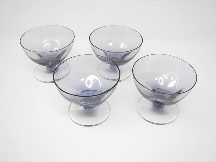 edgebrookhouse - Vintage 1950s Sveldt Violet Purple Footed Champagne Coupe / Sherbet by Imperial Glass-Ohio - Set of 4