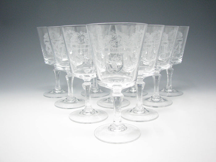 edgebrookhouse - Vintage Bleikristall Lead Crystal Goblets Glasses with Various Family Crest / Coat of Arms - Set of 10
