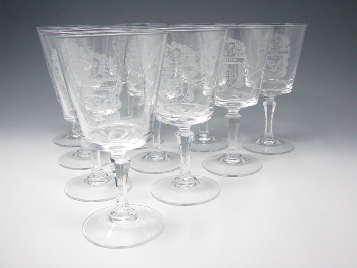 edgebrookhouse - Vintage Bleikristall Lead Crystal Goblets Glasses with Various Family Crest / Coat of Arms - Set of 10