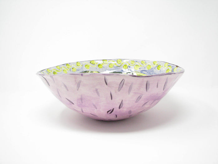 edgebrookhouse - Vintage Handmade Ceramic Organic Shaped Serving Bowl with Lavender Design