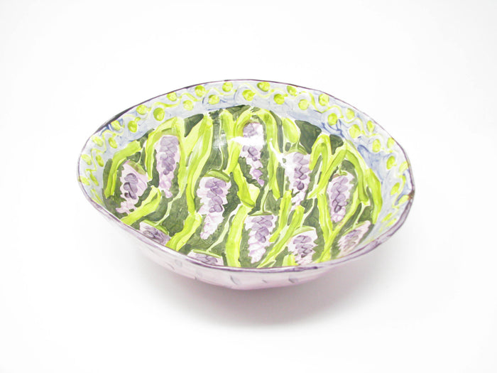 edgebrookhouse - Vintage Handmade Ceramic Organic Shaped Serving Bowl with Lavender Design