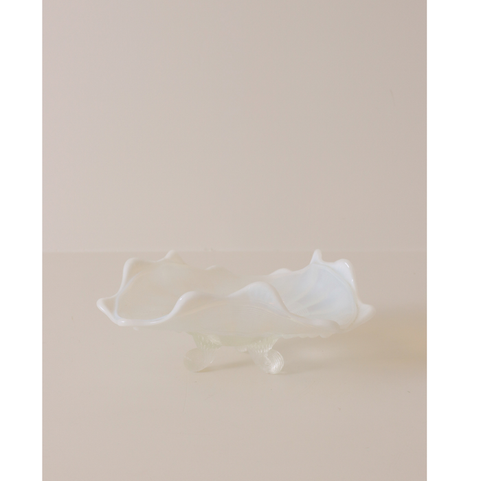 White Opalescent Glass Dish