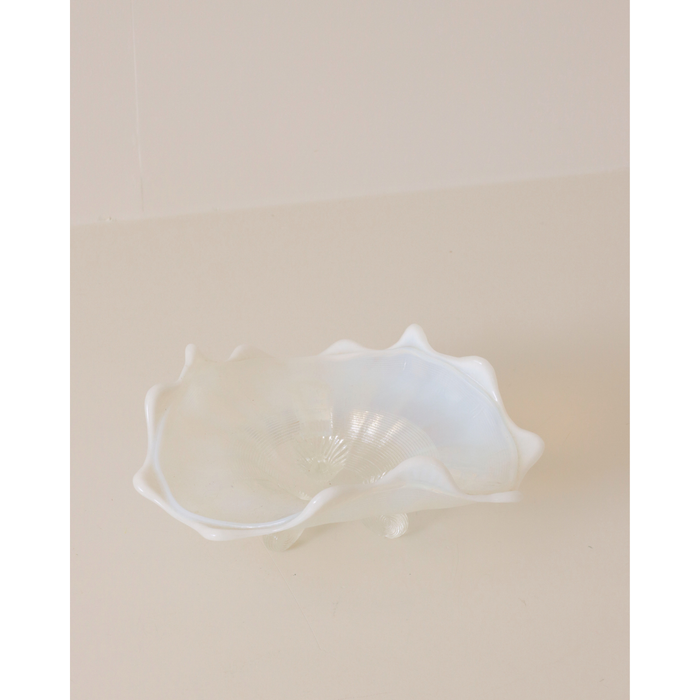 White Opalescent Glass Dish