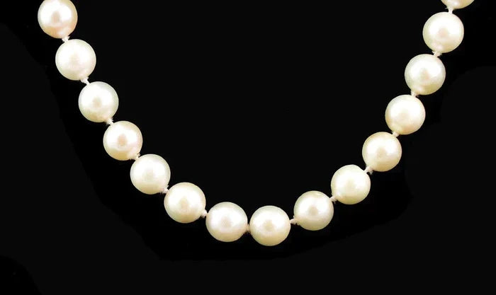 Wonderful Necklace of Real Individually Knotted White Pearls Lariat Length